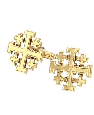 Symbols Of Faith Men's Gold Jerusalem Cross Cufflinks