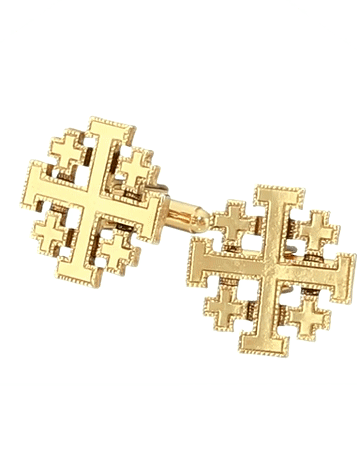 Symbols Of Faith Men's Gold Jerusalem Cross Cufflinks