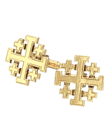Symbols Of Faith Men's Gold Jerusalem Cross Cufflinks