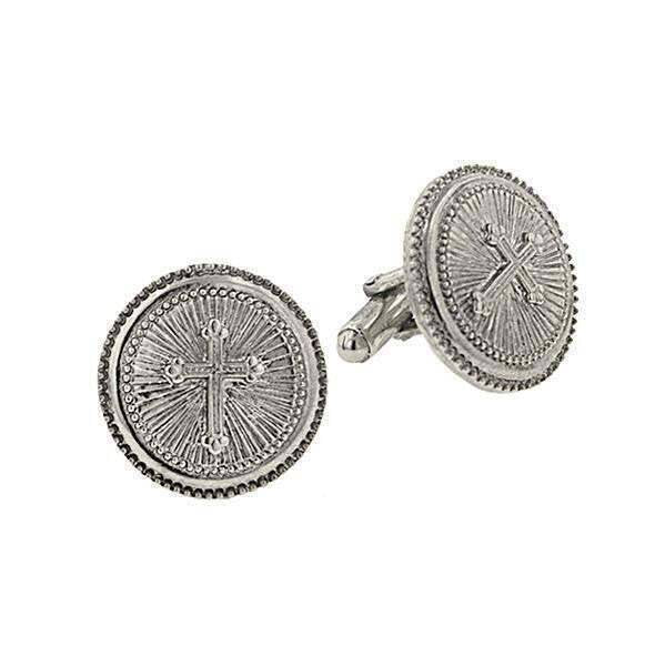 Symbols Of Faith Cross Round Cufflinks