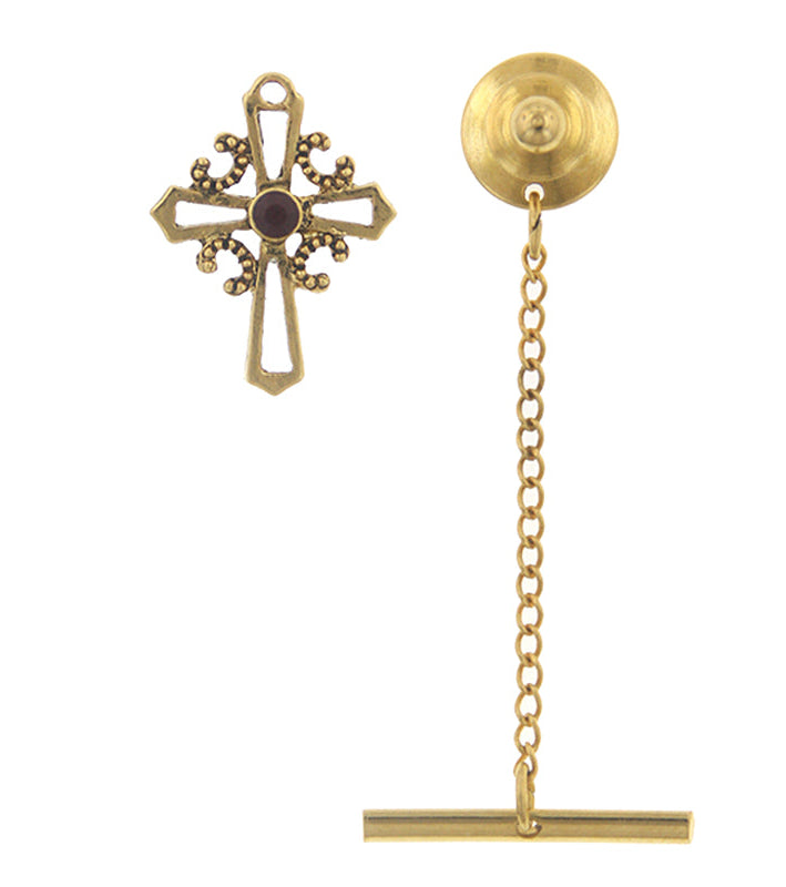 Symbols Of Faith Red Crystal Cross Tie Tack
