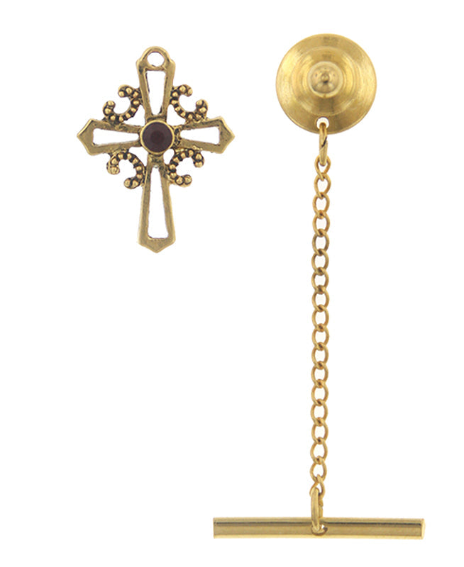 Symbols Of Faith Red Crystal Cross Tie Tack