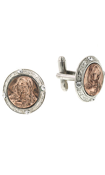 Symbols Of Faith Virgin Mary Round Cufflinks