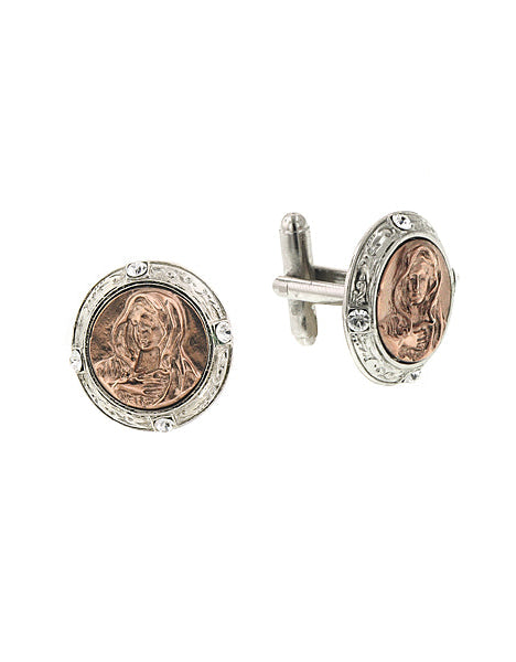 Symbols Of Faith Virgin Mary Round Cufflinks