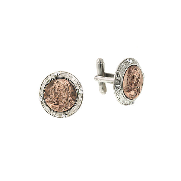 Symbols Of Faith Virgin Mary Round Cufflinks