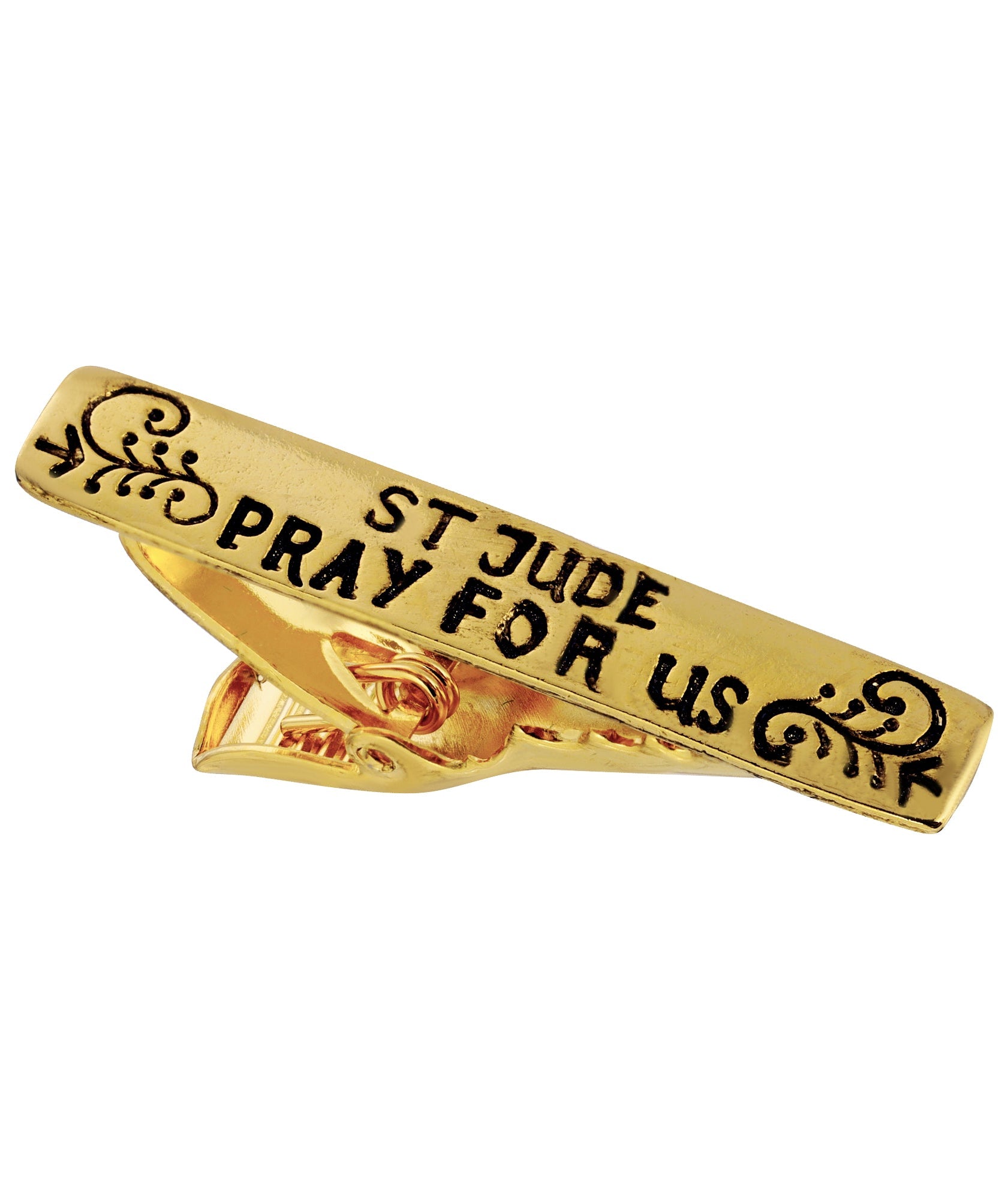 Symbols Of Faith St. Jude Pray For Us Gold Tie Bar Clip