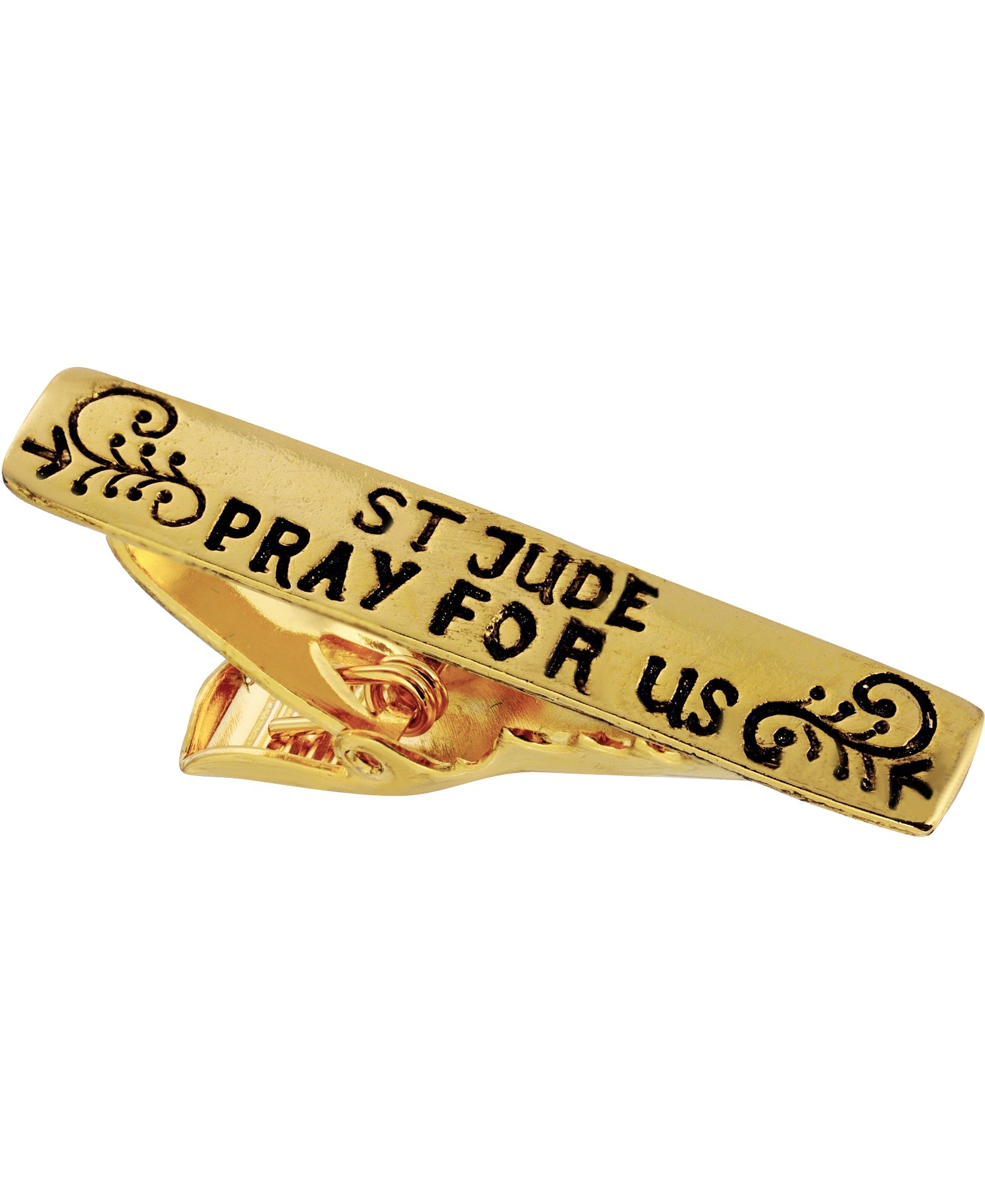 Symbols Of Faith St. Jude Pray For Us Gold Tie Bar Clip