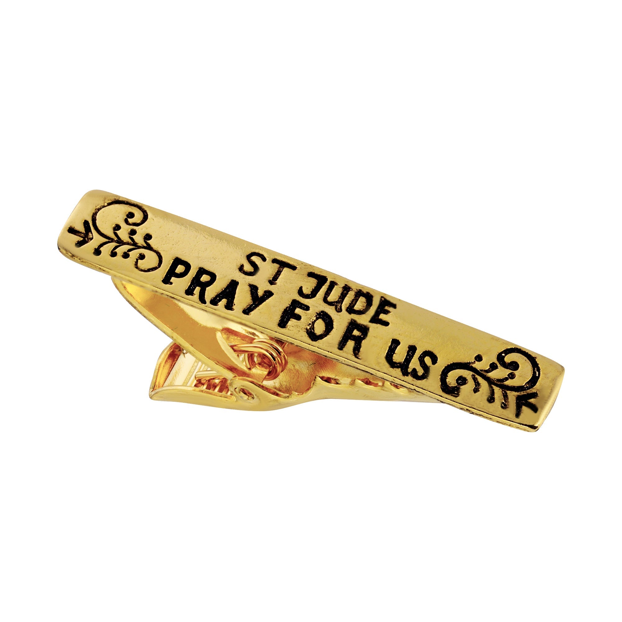 Symbols Of Faith St. Jude Pray For Us Gold Tie Bar Clip