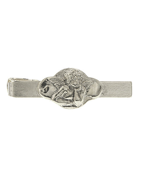 Symbols Of Faith Silver Tone Angel Tie Bar Clip