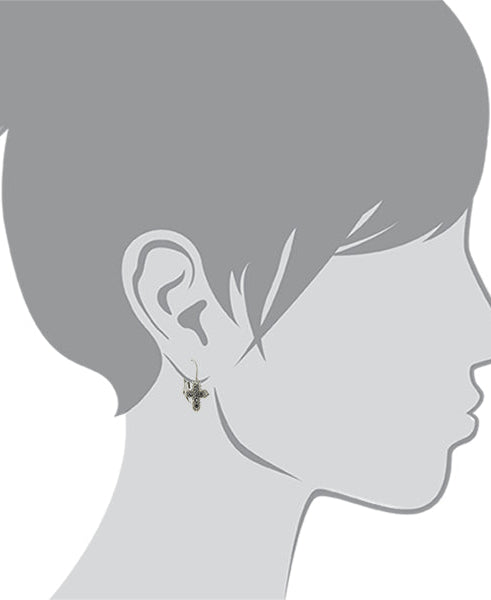 Symbols Of Faith Hematite Crystal Petite Cross Earrings