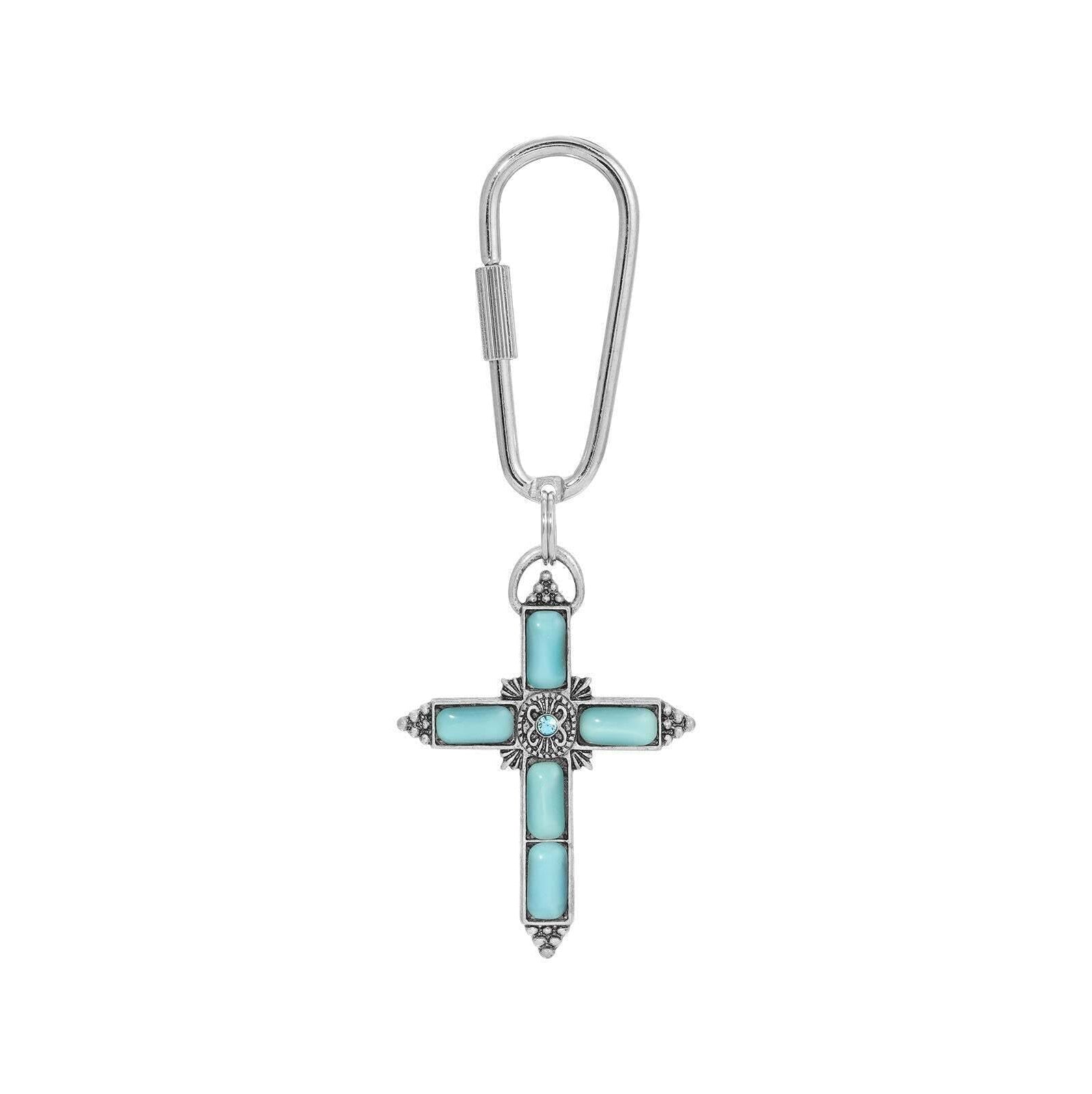 Symbols of Faith Moonstone & Crystal Cross Carabiner Key Chain