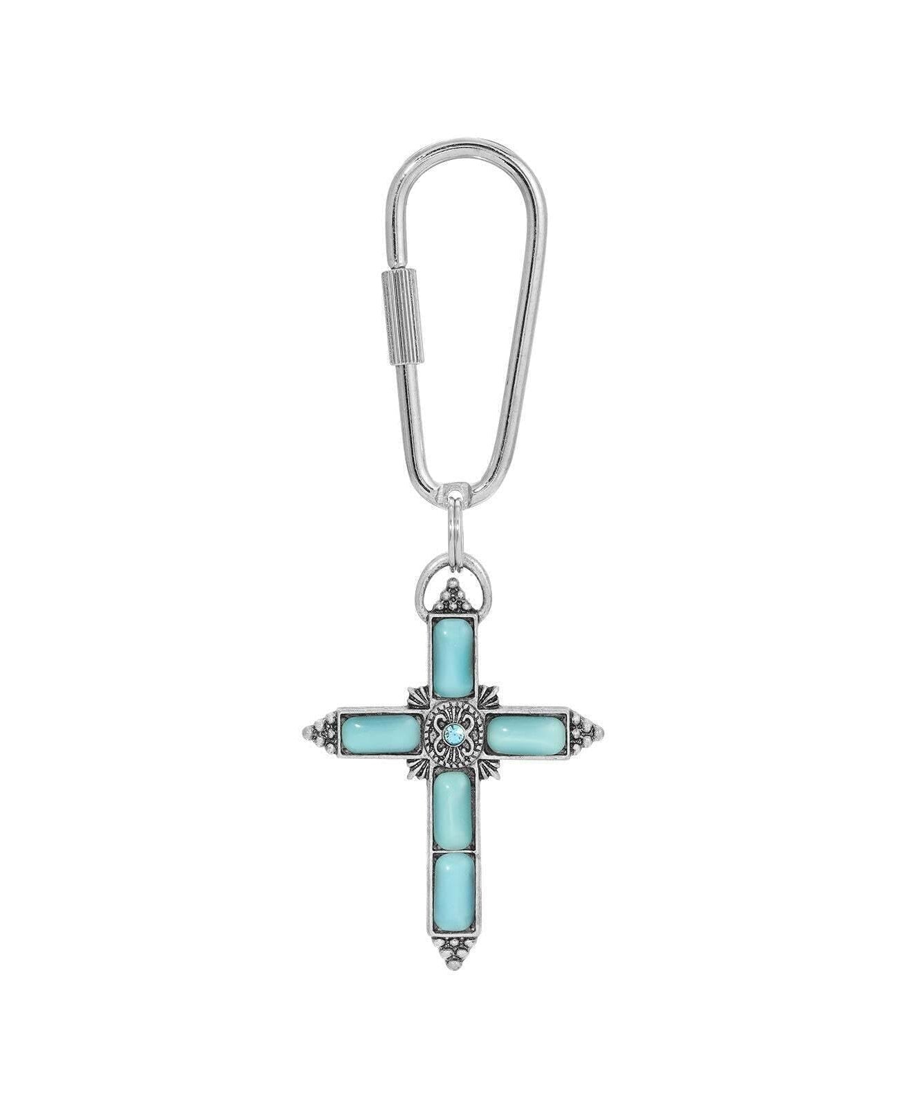 Symbols of Faith Moonstone & Crystal Cross Carabiner Key Chain