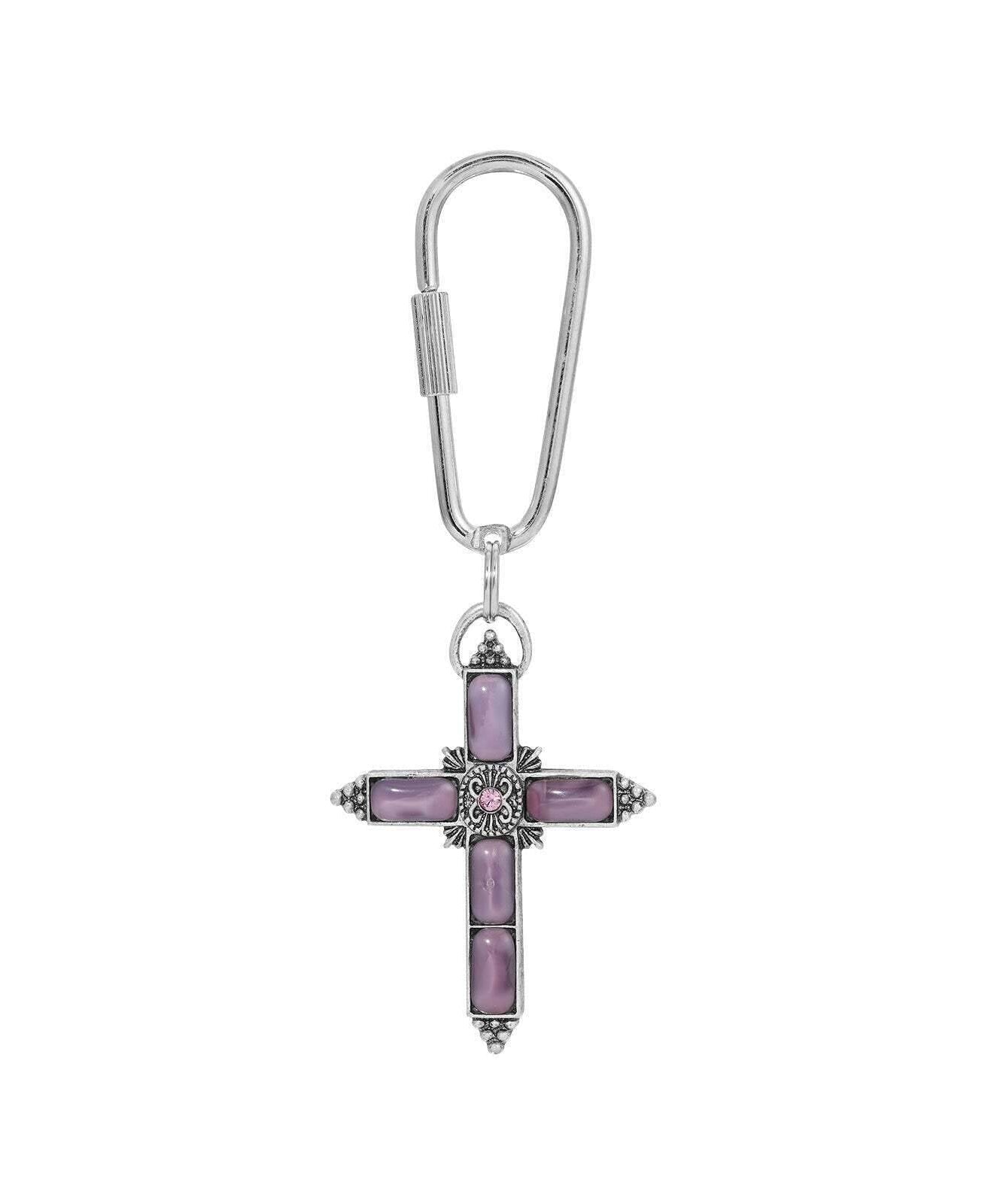 Symbols of Faith Moonstone & Crystal Cross Carabiner Key Chain