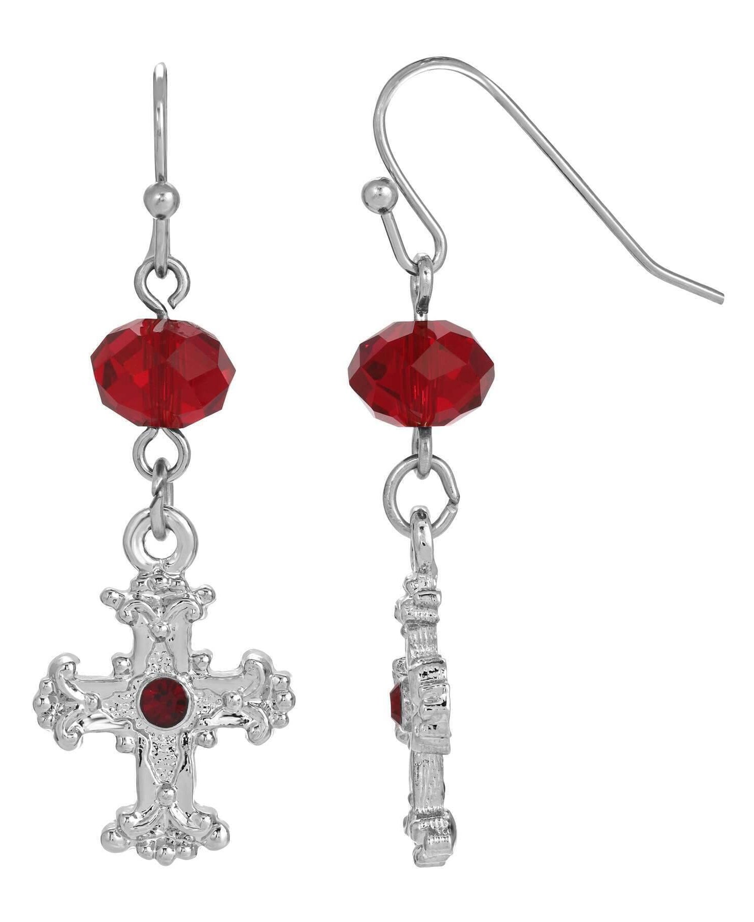 Symbols of Faith Faceted Crystal Drop Flower Budded Dangling Earrings