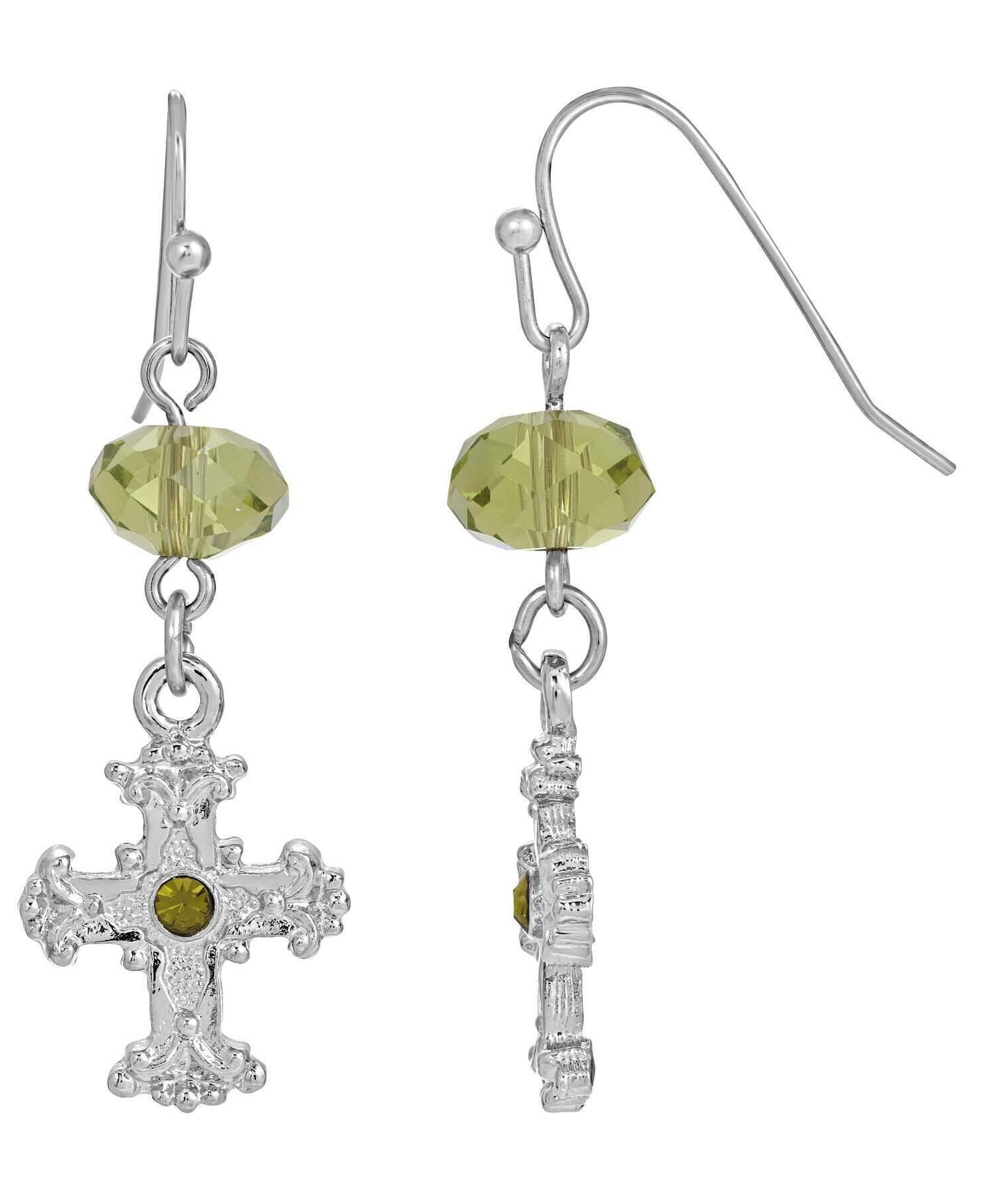 Symbols of Faith Faceted Crystal Drop Flower Budded Dangling Earrings