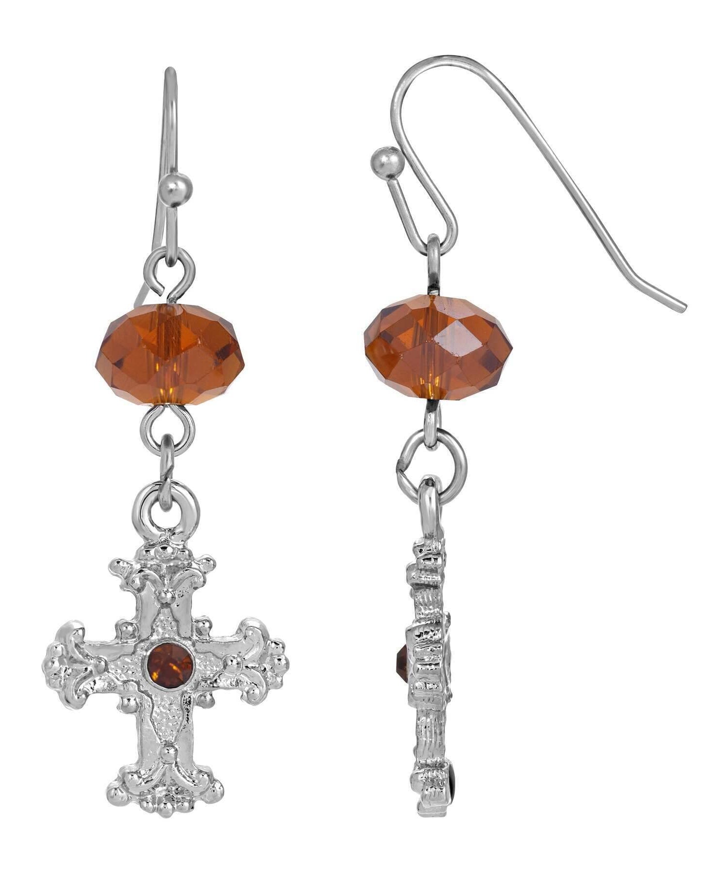 Symbols of Faith Faceted Crystal Drop Flower Budded Dangling Earrings