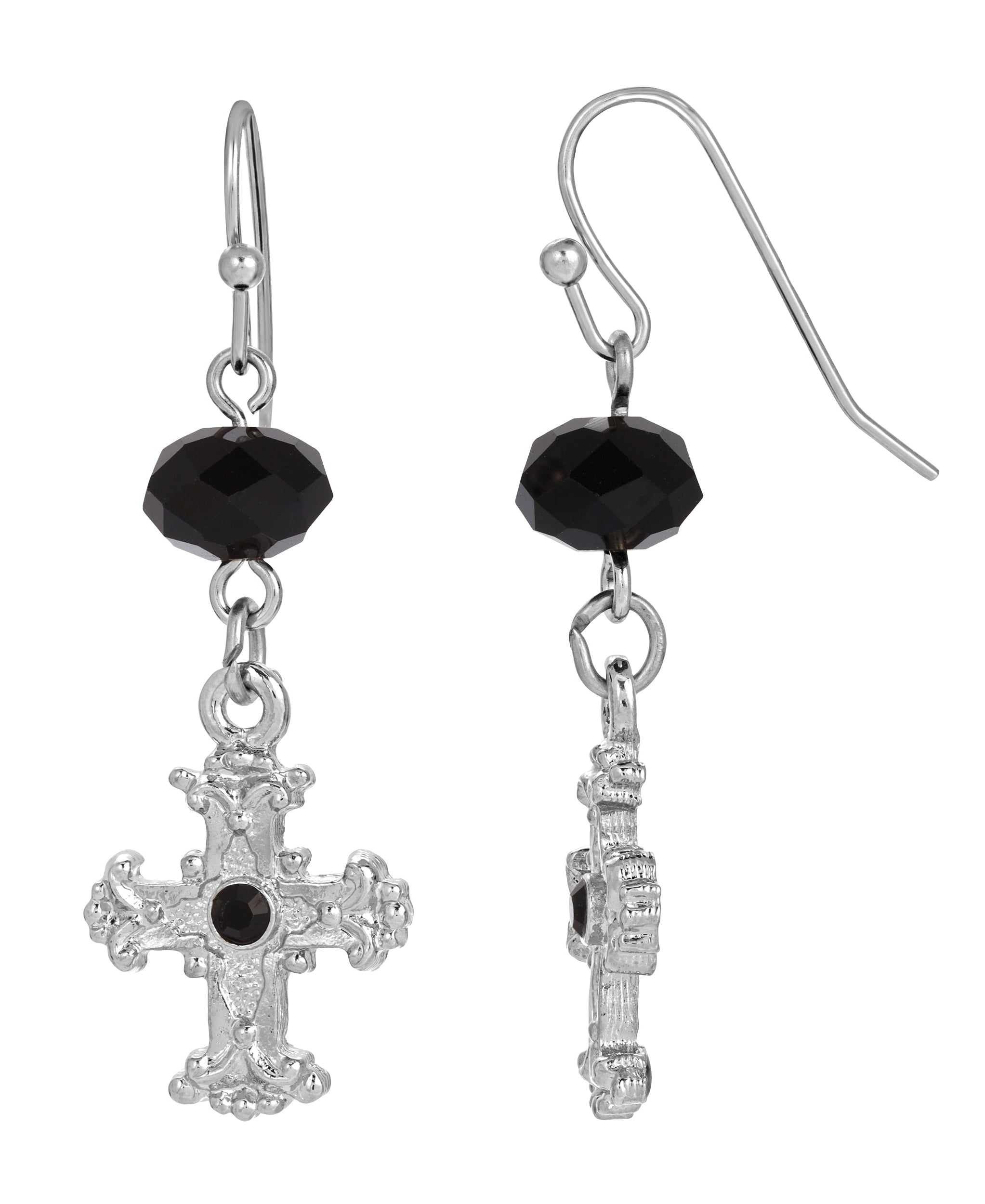 Symbols of Faith Faceted Crystal Drop Flower Budded Dangling Earrings