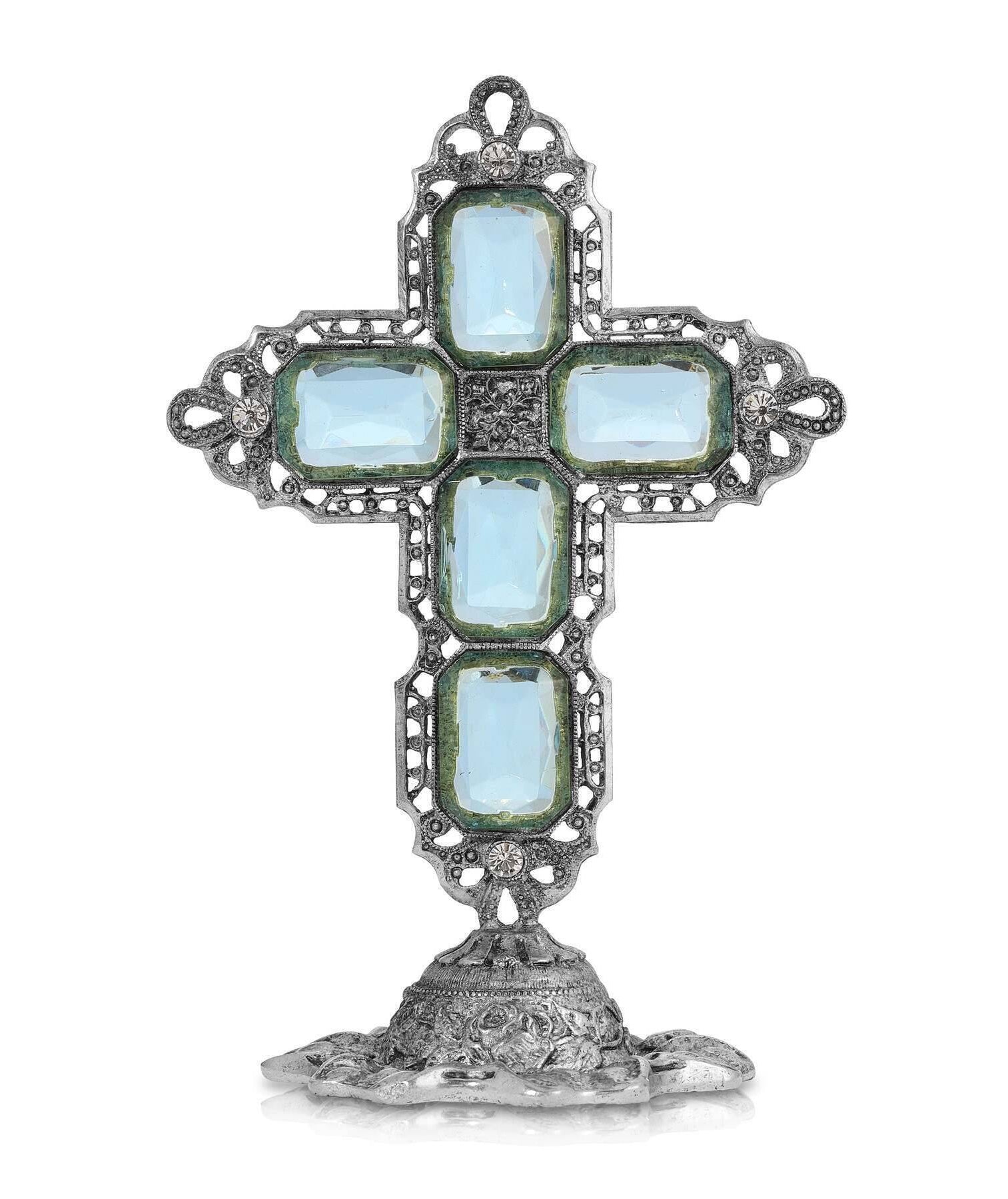 Symbols Of Faith Octagon Stone Cross Tabletop Stand