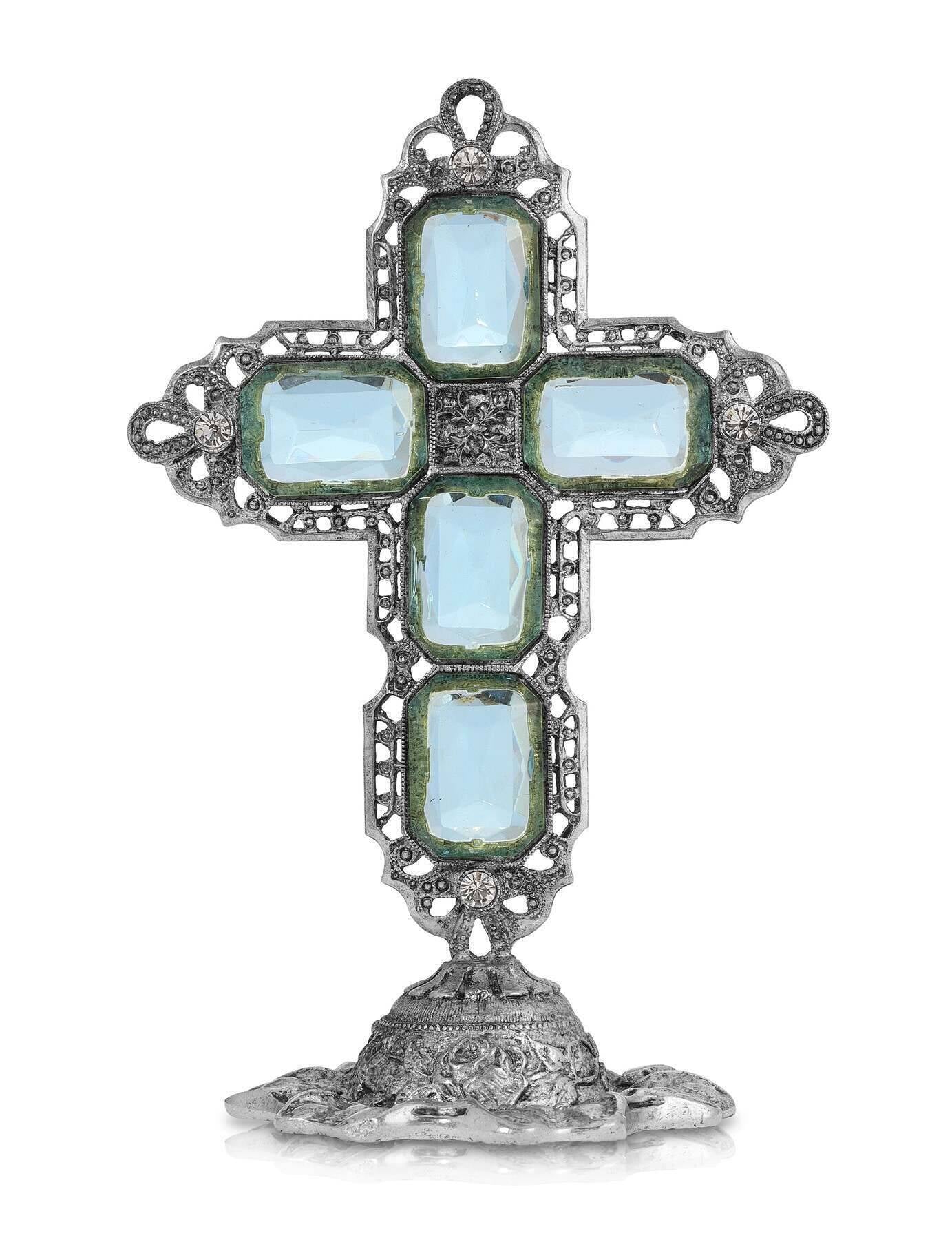 Symbols Of Faith Octagon Stone Cross Tabletop Stand