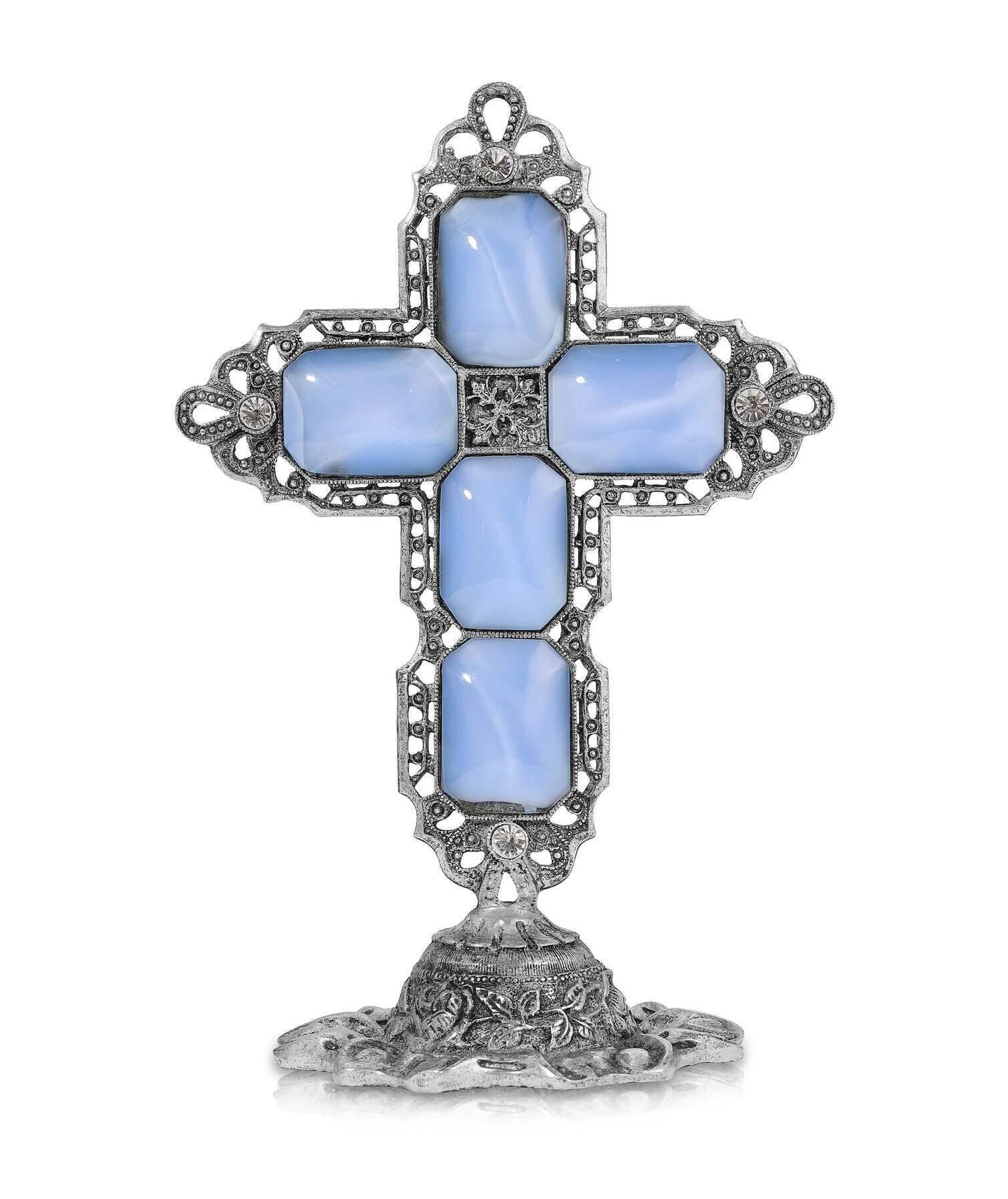 Symbols Of Faith Octagon Stone Cross Tabletop Stand