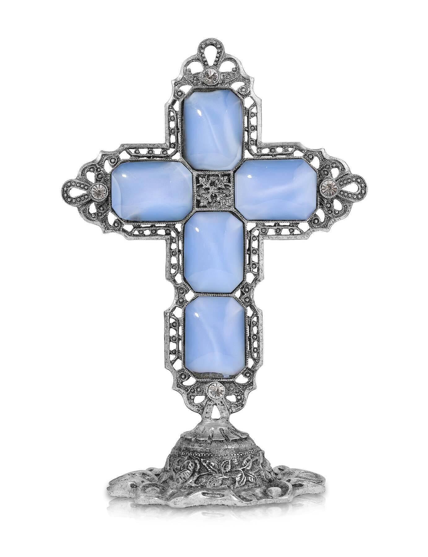 Symbols Of Faith Octagon Stone Cross Tabletop Stand