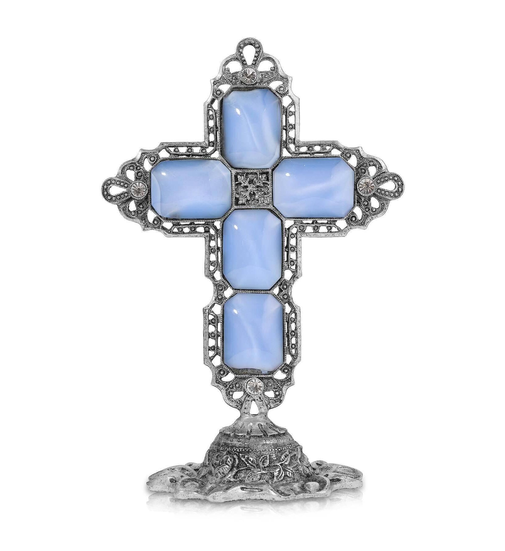 Symbols Of Faith Octagon Stone Cross Tabletop Stand