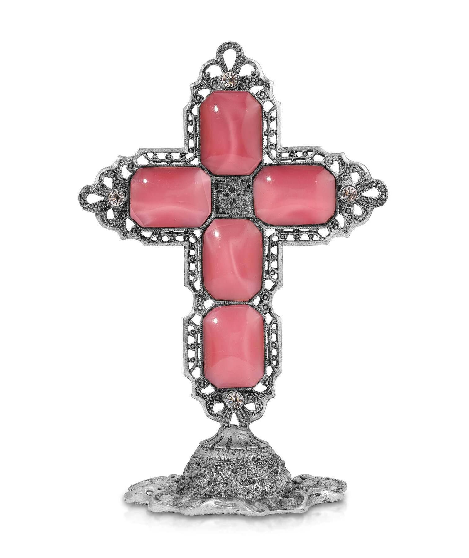 Symbols Of Faith Octagon Stone Cross Tabletop Stand