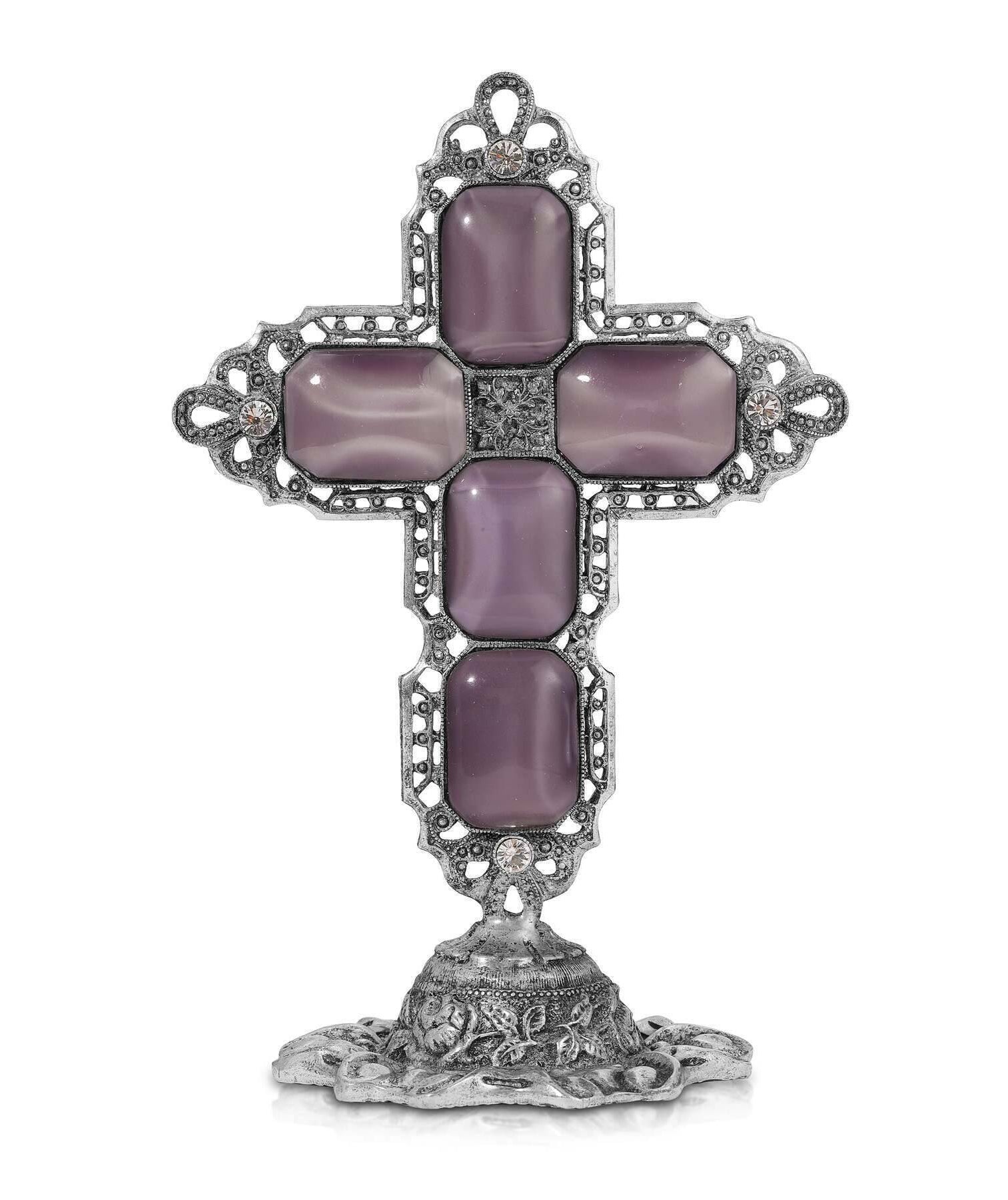 Symbols Of Faith Octagon Stone Cross Tabletop Stand