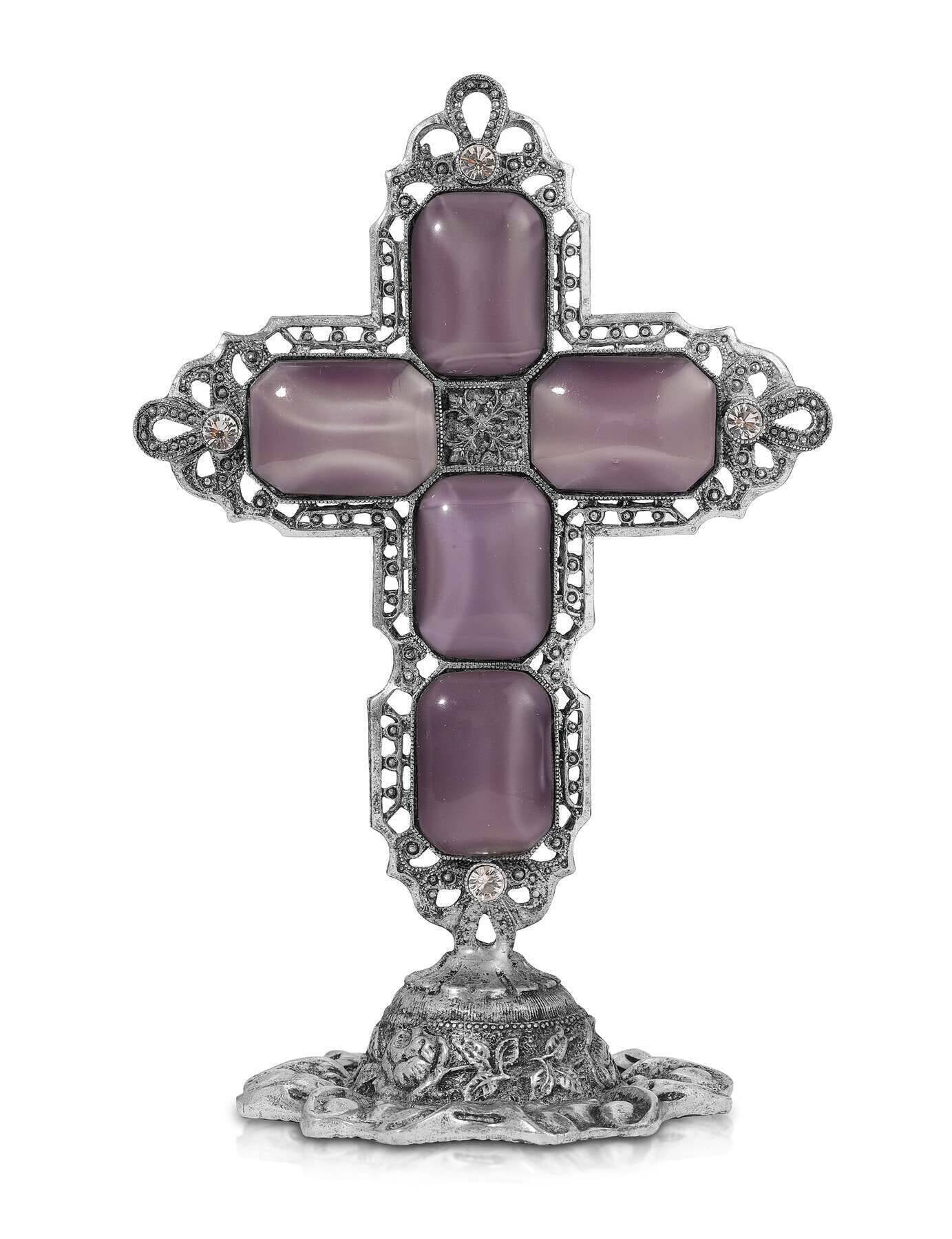 Symbols Of Faith Octagon Stone Cross Tabletop Stand