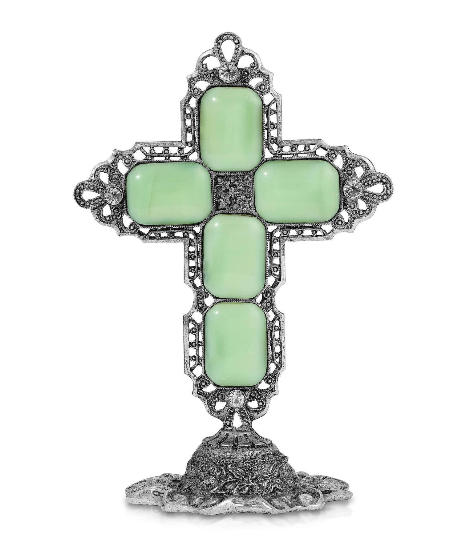 Symbols Of Faith Octagon Stone Cross Tabletop Stand