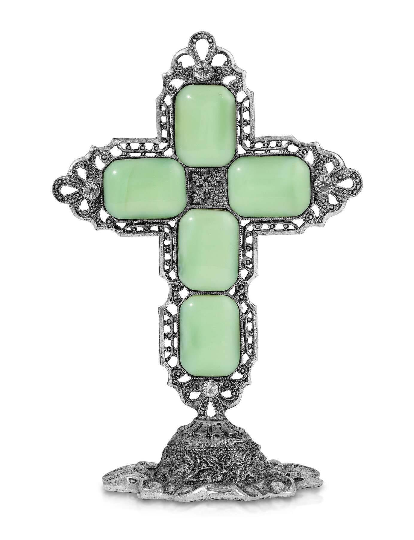 Symbols Of Faith Octagon Stone Cross Tabletop Stand