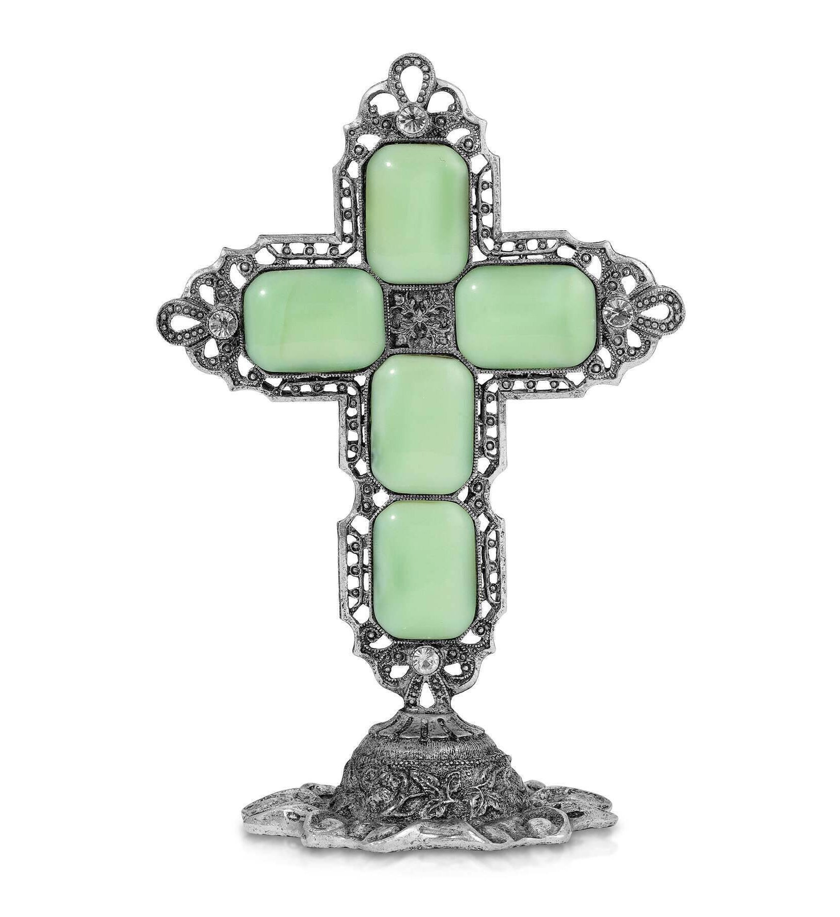 Symbols Of Faith Octagon Stone Cross Tabletop Stand