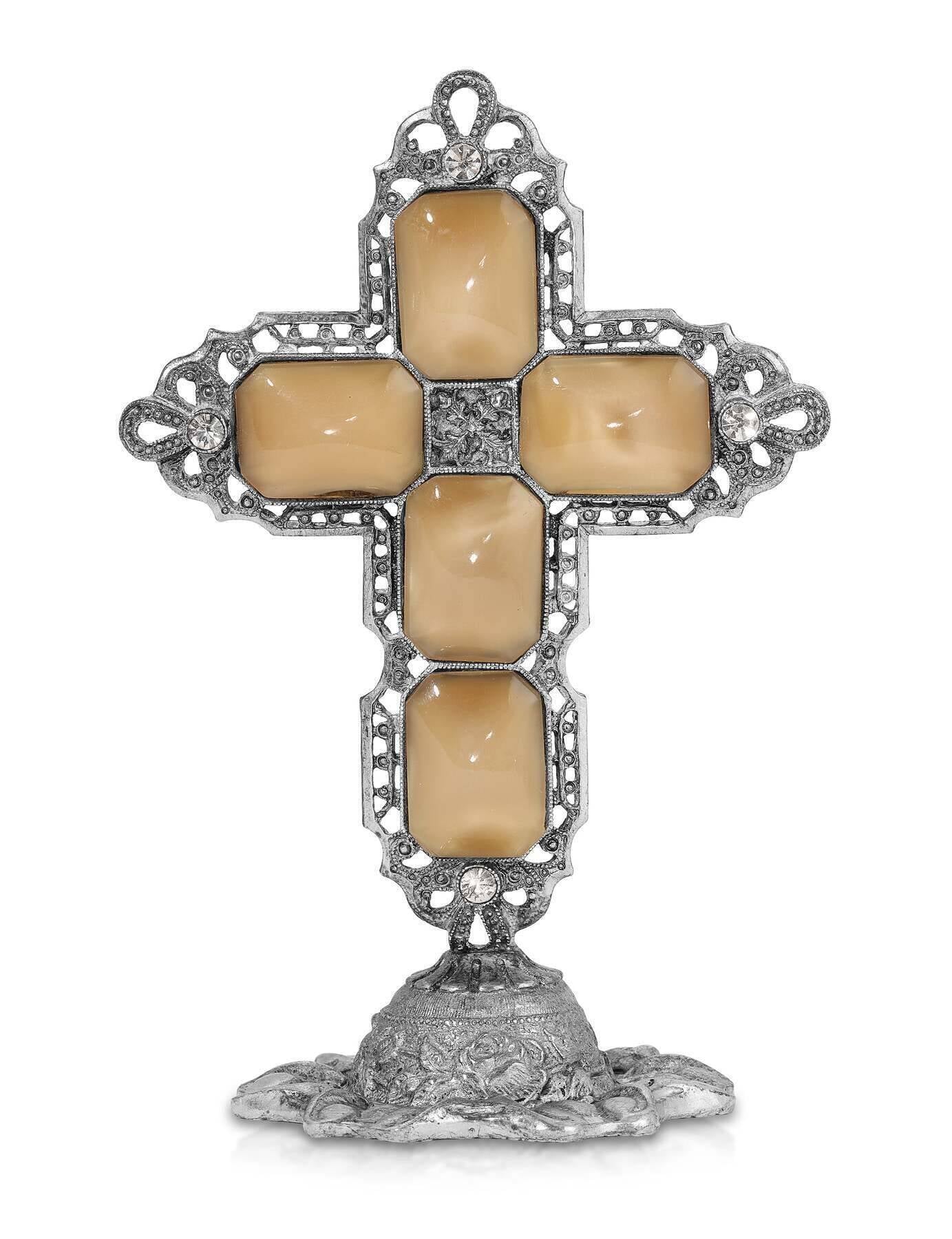 Symbols Of Faith Octagon Stone Cross Tabletop Stand