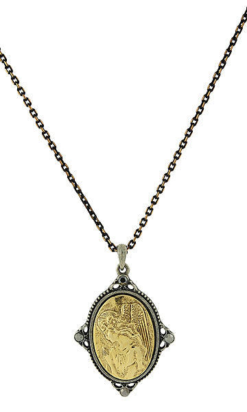 Symbols Of Faith Guardian Angel Pendant Necklace 16" + 3" Extender