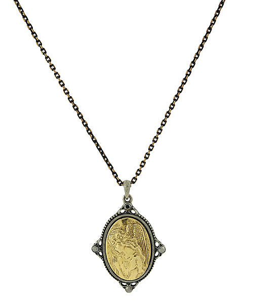 Symbols Of Faith Guardian Angel Pendant Necklace 16" + 3" Extender