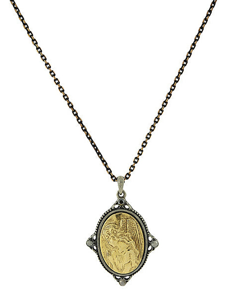 Symbols Of Faith Guardian Angel Pendant Necklace 16" + 3" Extender