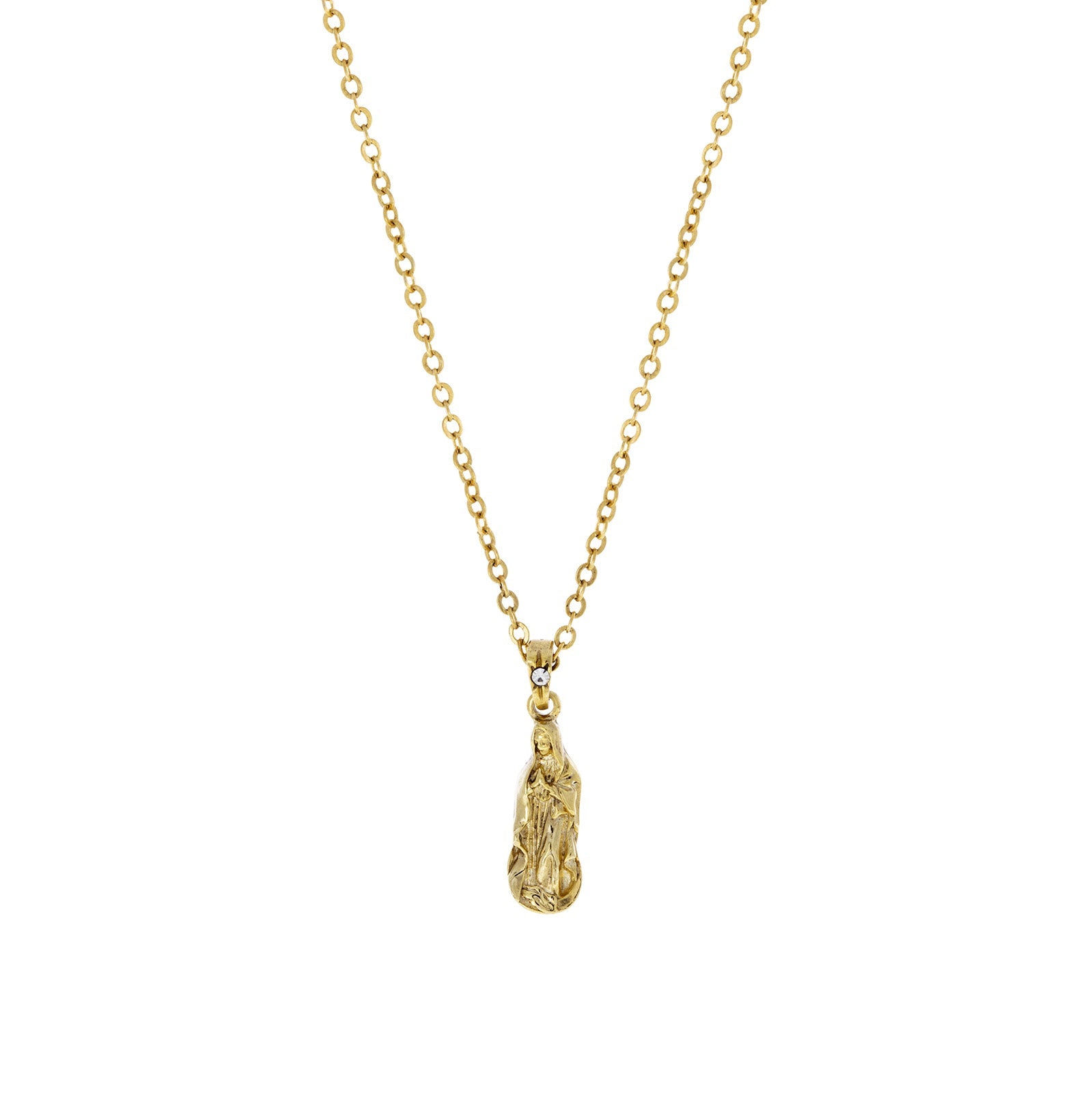 Symbols Of Faith Gold Mary Petite Pendant Necklace 16" + 3" Extender