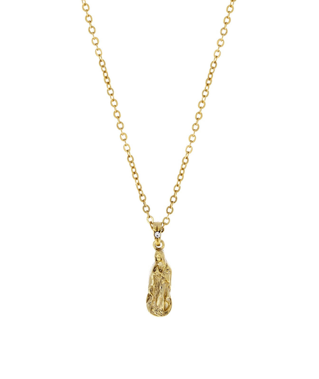 Symbols Of Faith Gold Mary Petite Pendant Necklace 16" + 3" Extender