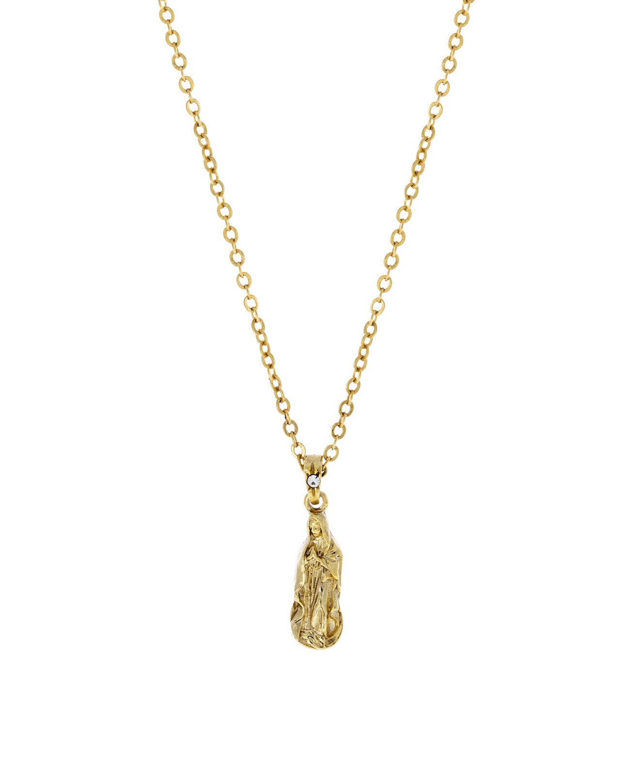 Symbols Of Faith Gold Mary Petite Pendant Necklace 16" + 3" Extender