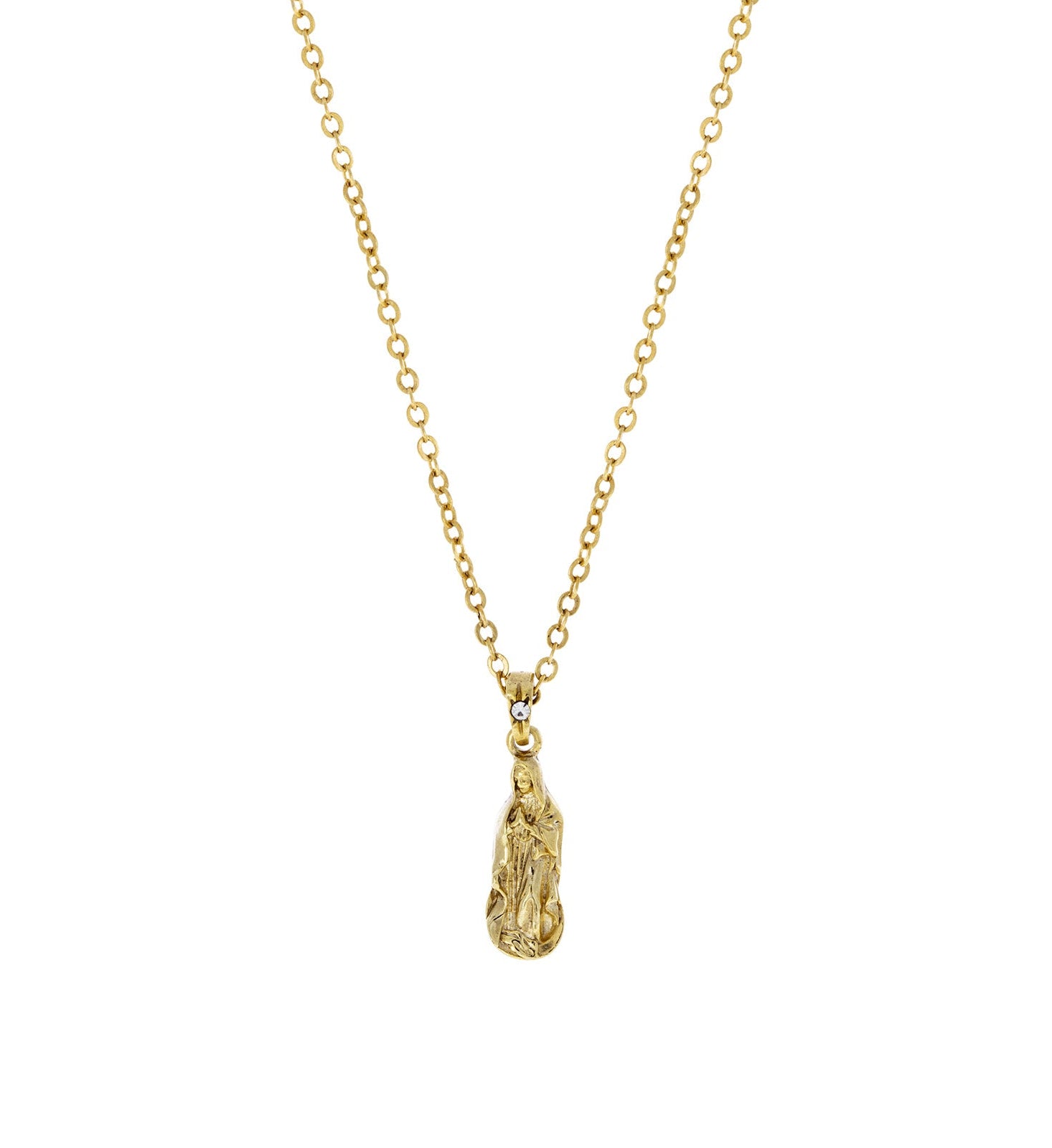 Symbols Of Faith Gold Mary Petite Pendant Necklace 16" + 3" Extender