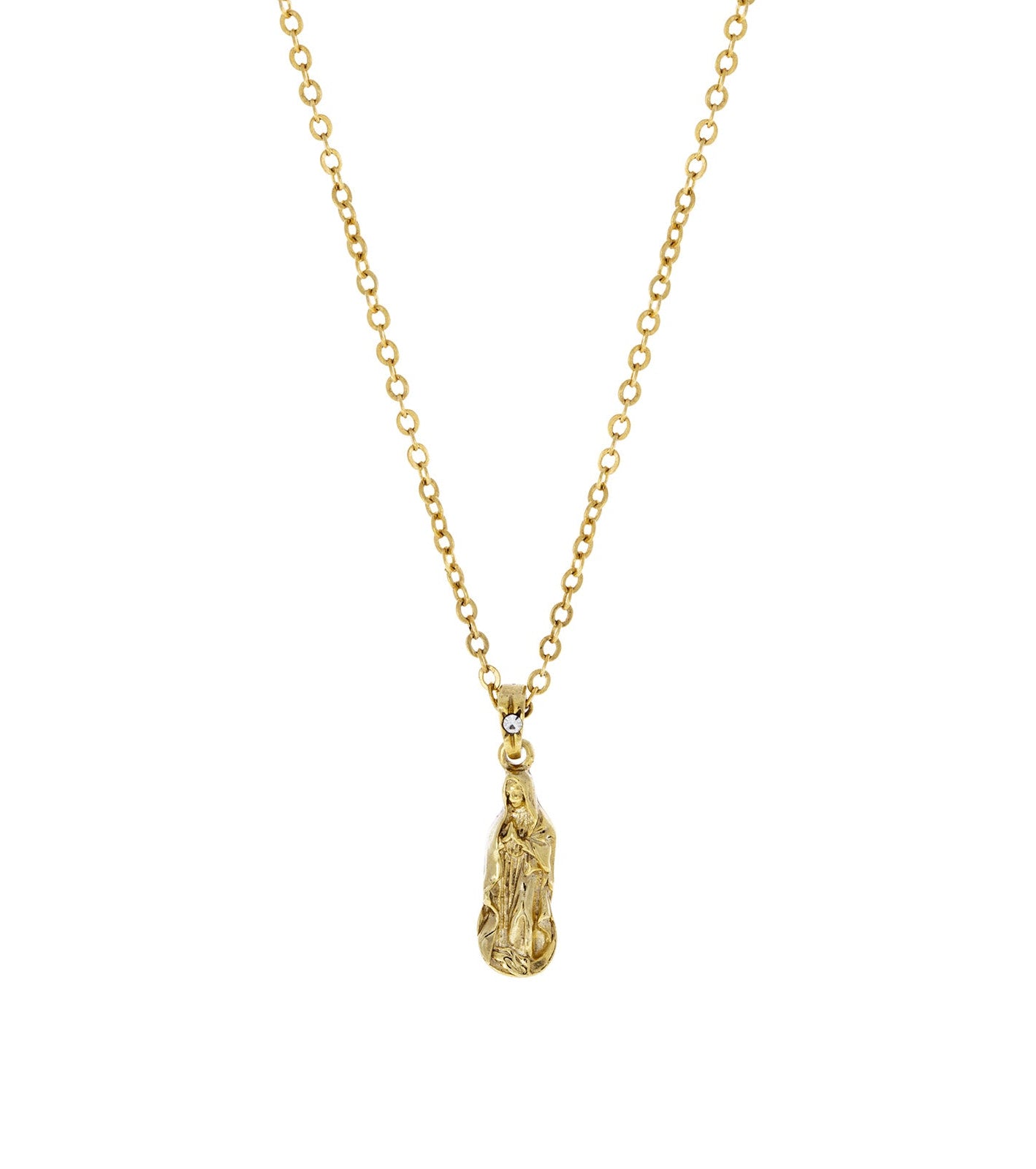 Symbols Of Faith Gold Mary Petite Pendant Necklace 16" + 3" Extender