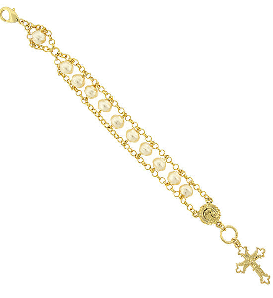 Symbols Of Faith Chain & Dangling Crucifix Bracelet