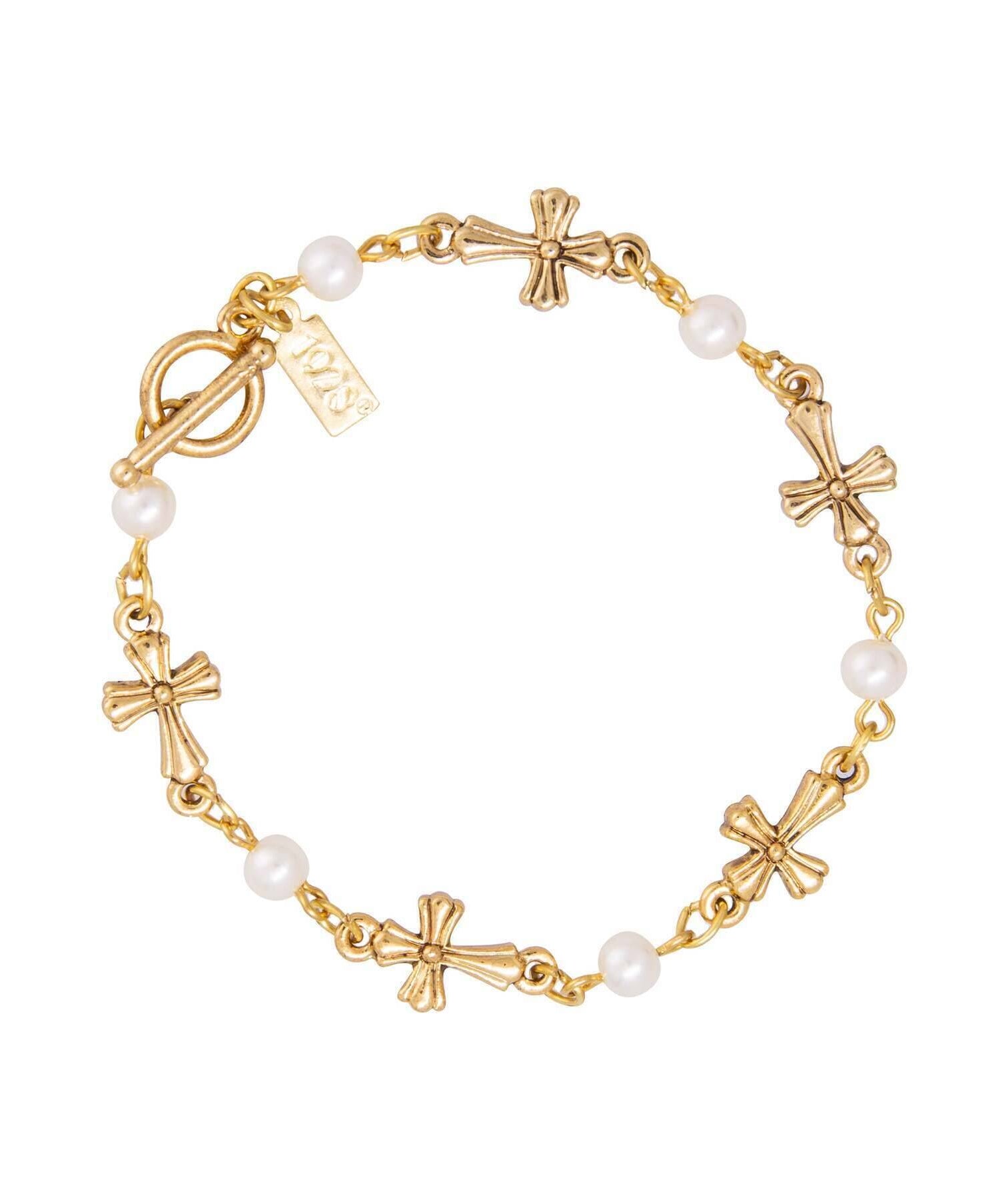 Symbols Of Faith Cross Chain Link Toggle Bracelet