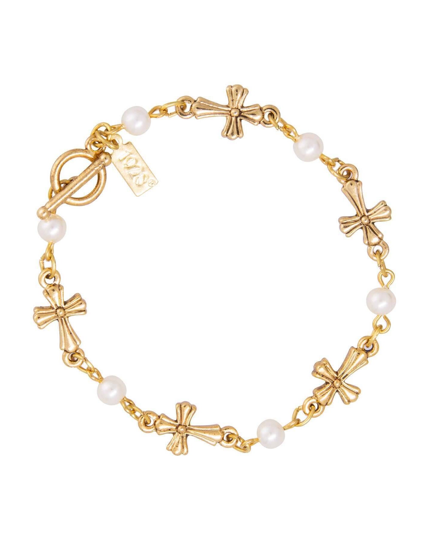 Symbols Of Faith Cross Chain Link Toggle Bracelet