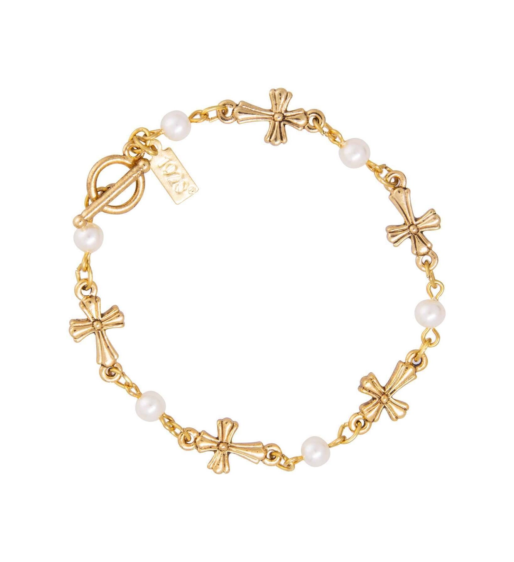 Symbols Of Faith Cross Chain Link Toggle Bracelet