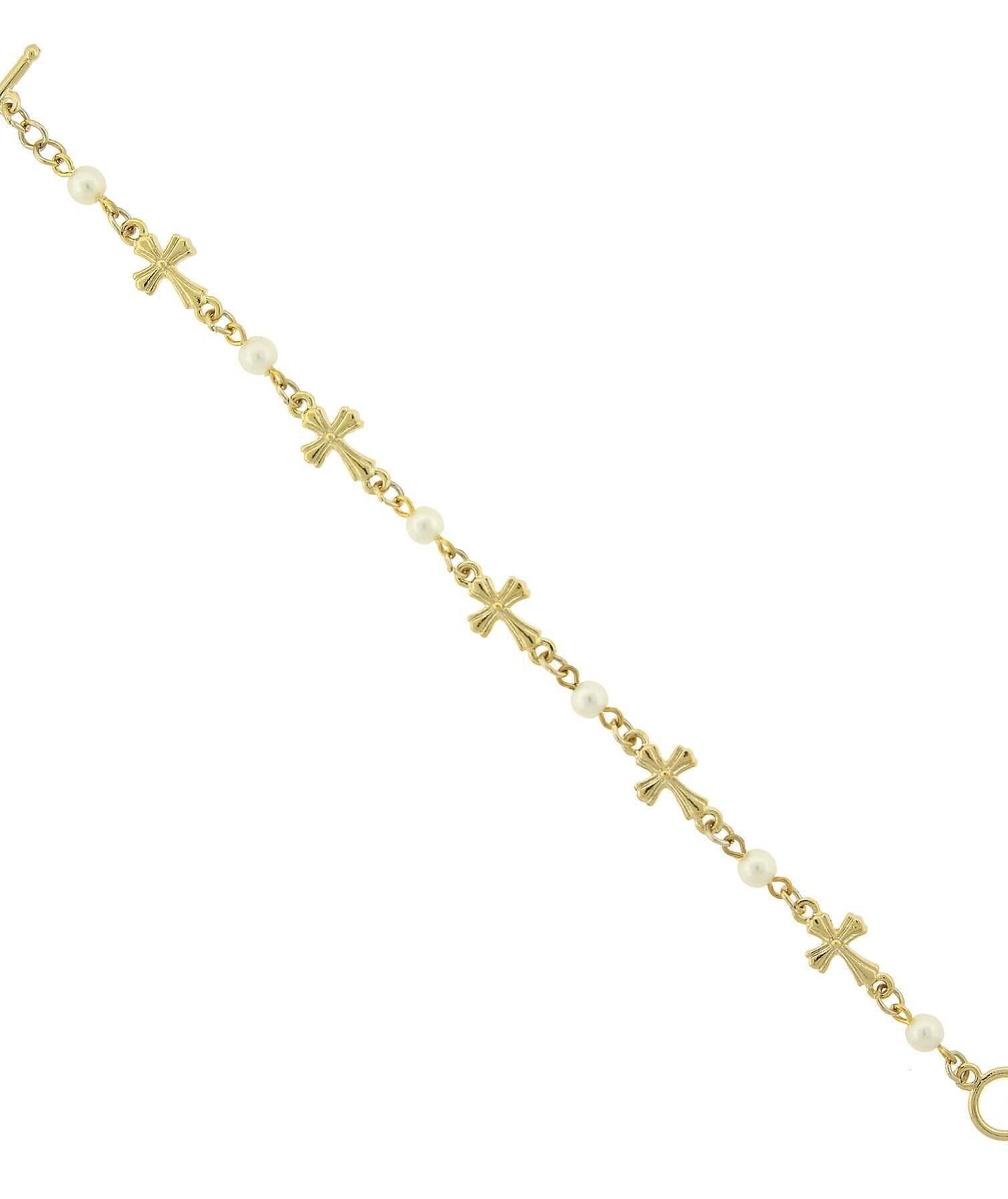 Symbols Of Faith Cross Chain Link Toggle Bracelet