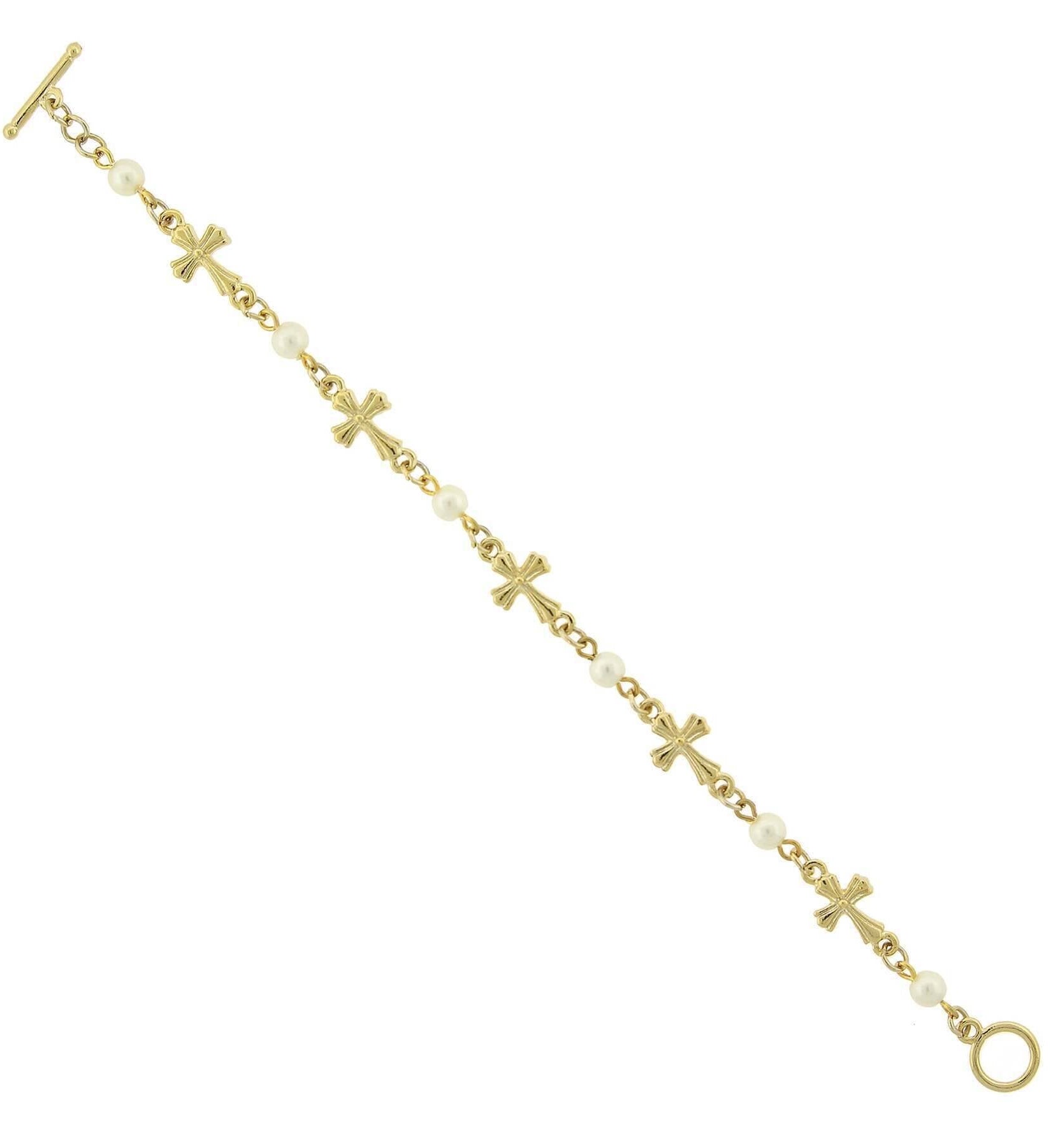 Symbols Of Faith Cross Chain Link Toggle Bracelet