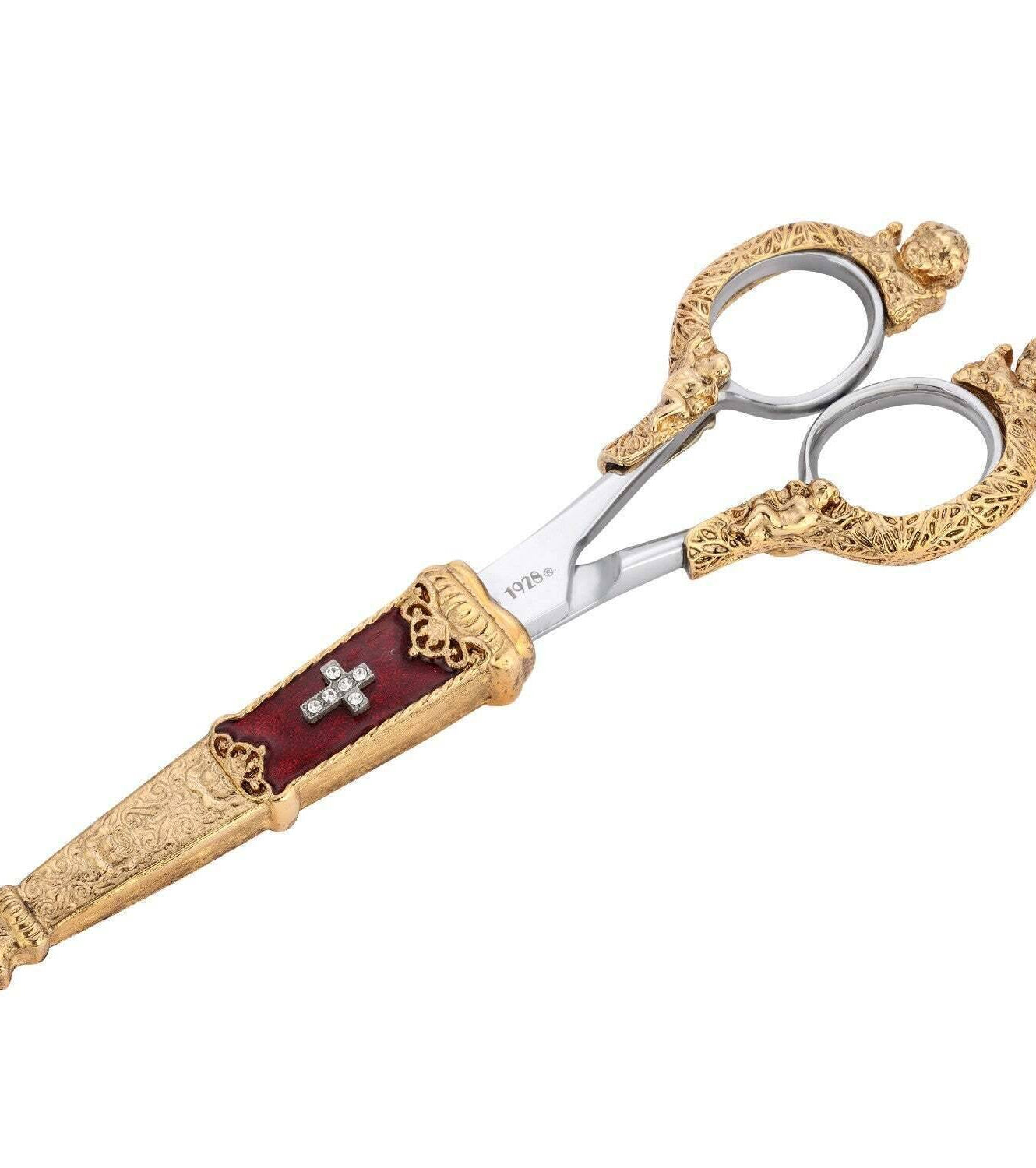 Symbols Of Faith Crystal Cross Enamel Scissor Holder With Scissors
