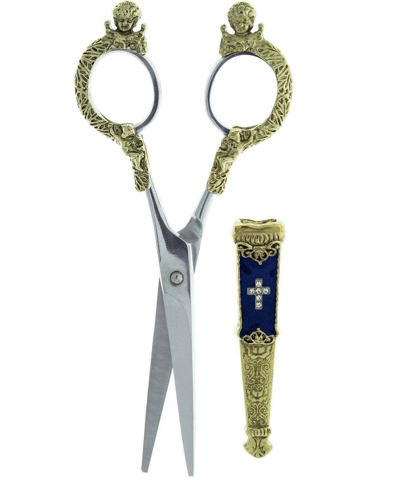 Symbols Of Faith Crystal Cross Enamel Scissor Holder With Scissors
