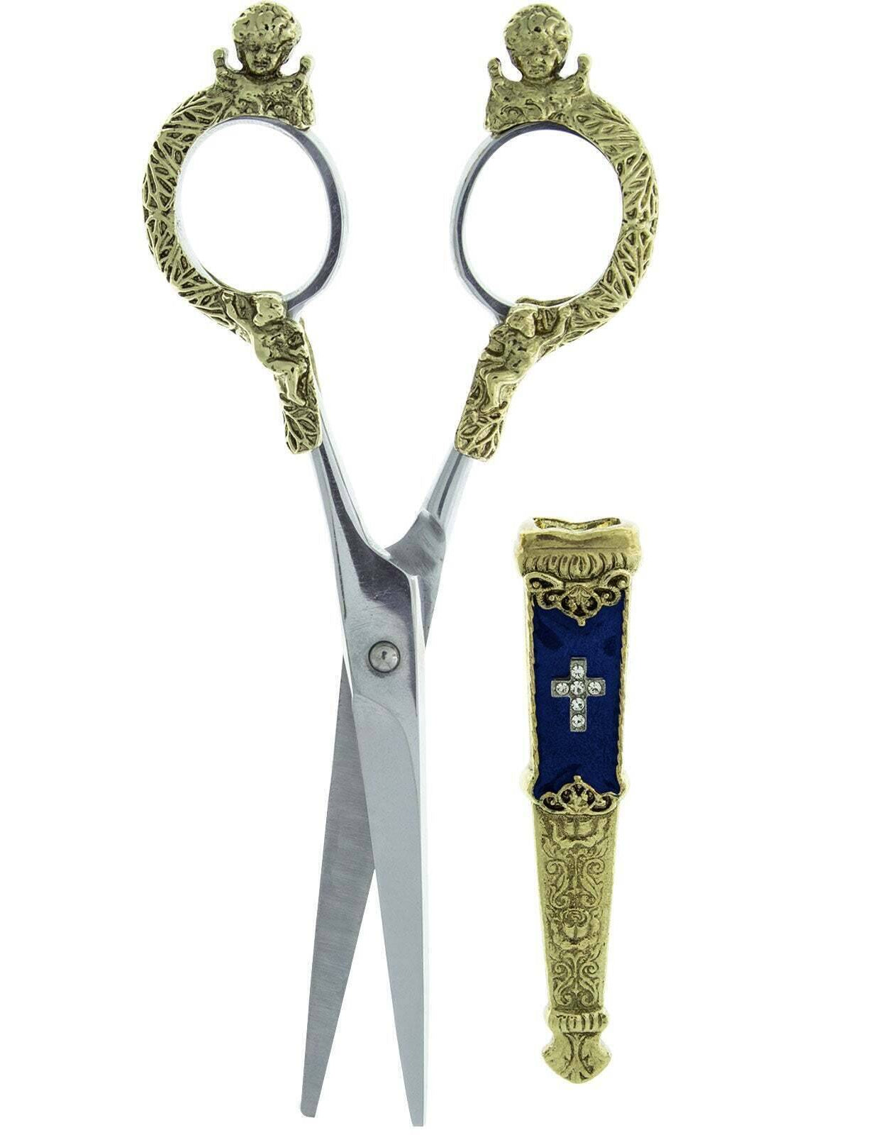 Symbols Of Faith Crystal Cross Enamel Scissor Holder With Scissors